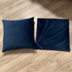 Pack of 2 Blue Velvet Throw Pillow Cover Square 18 x 18 inch